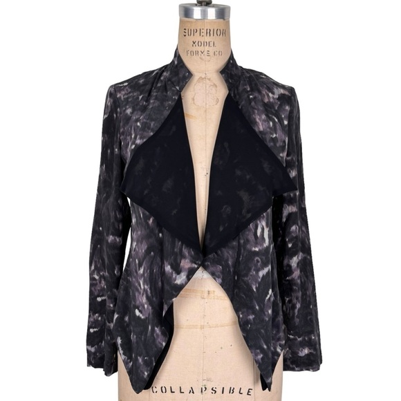 Urban Outfitters 100% Silk Blazer Jacket Medium Gray Whimsigoth Dark Floral Y2K - Picture 1 of 14